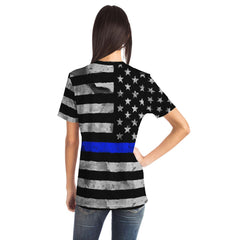 Thin Blue Line All Over American Flag Tee