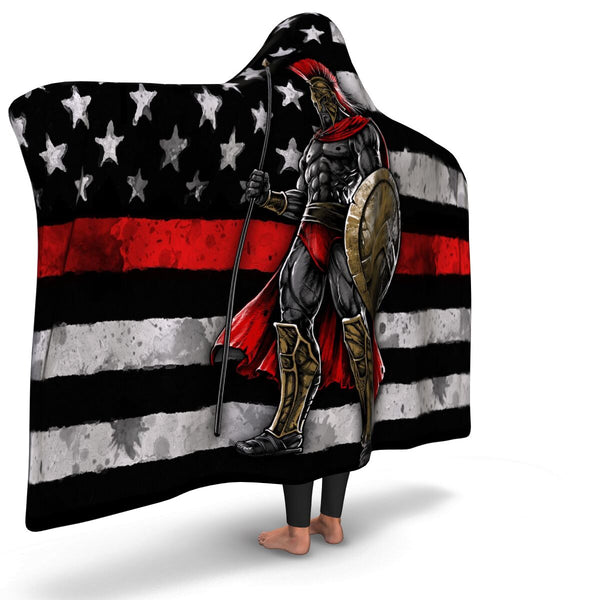 Thin Red Line Firefighter Warrior Hooded Blanket