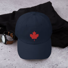 Patriotic Canadian oak leaf hat red and blue