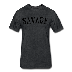 Military Style Savage Fitted Cotton/Poly T-Shirt - heather black
