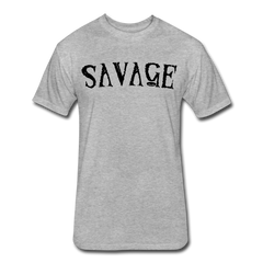 Military Style Savage Fitted Cotton/Poly T-Shirt - heather gray