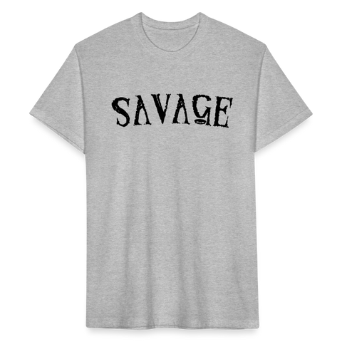 Military Style Savage Fitted Cotton/Poly T-Shirt - heather gray