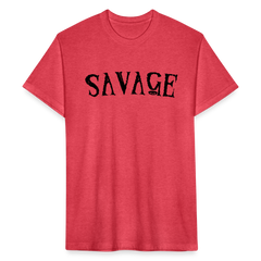 Military Style Savage Fitted Cotton/Poly T-Shirt - heather red