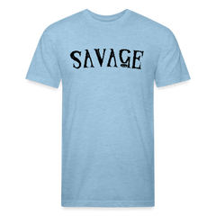 Military Style Savage Fitted Cotton/Poly T-Shirt - heather blue