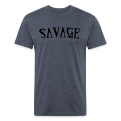 Military Style Savage Fitted Cotton/Poly T-Shirt - heather navy