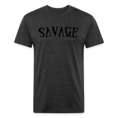 Military Style Savage Fitted Cotton/Poly T-Shirt - heather black