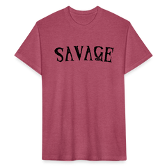 Military Style Savage Fitted Cotton/Poly T-Shirt - heather burgundy