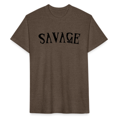 Military Style Savage Fitted Cotton/Poly T-Shirt - heather espresso