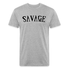 Military Style Savage Fitted Cotton/Poly T-Shirt - heather gray