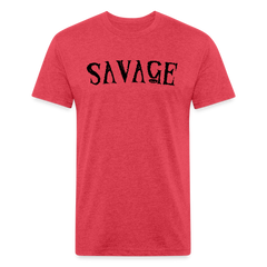 Military Style Savage Fitted Cotton/Poly T-Shirt - heather red