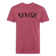 Military Style Savage Fitted Cotton/Poly T-Shirt - heather burgundy