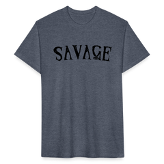 Military Style Savage Fitted Cotton/Poly T-Shirt - heather navy