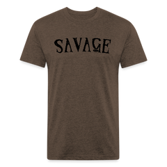 Military Style Savage Fitted Cotton/Poly T-Shirt - heather espresso