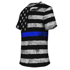 Thin Blue Line All Over American Flag Tee