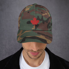 Patriotic Canadian oak leaf hat red and camo