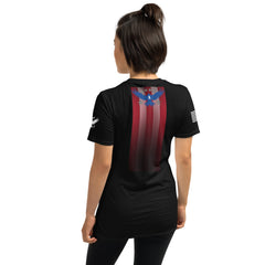 Patriotic Puerto Rico American Flag Eagle Short-Sleeve T-Shirt