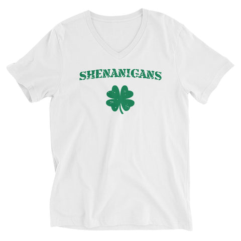 Shenanigans Irish Shamrock Short Sleeve V-Neck T-Shirt