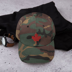 Patriotic Canadian oak leaf hat red and camo