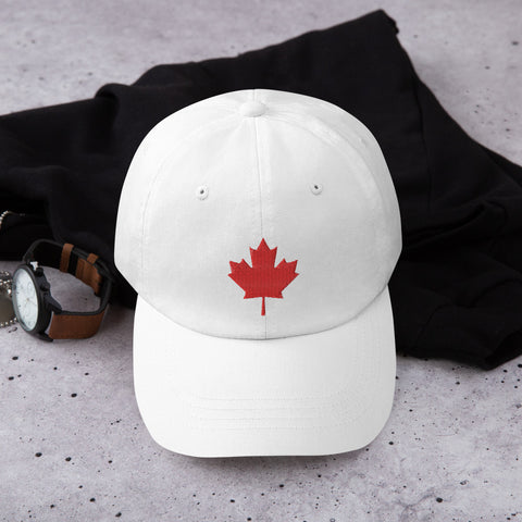 Patriotic Canadian oak leaf hat red and white