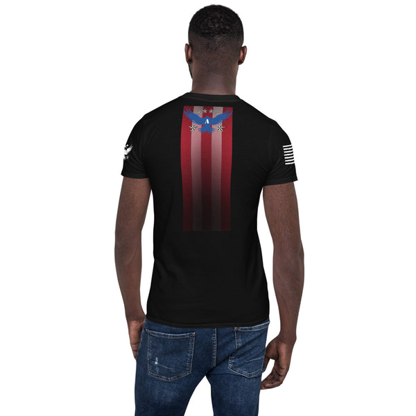 Patriotic Puerto Rico American Flag Eagle Short-Sleeve T-Shirt
