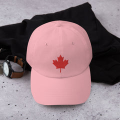 Patriotic Canadian oak leaf hat red and pink