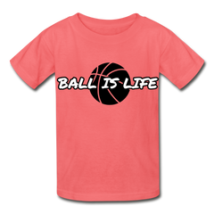 Hanes Youth Ball Is Life Tagless T-Shirt - coral