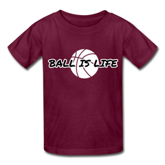 Gildan Ultra Cotton Ball Is Life Youth T-Shirt - burgundy