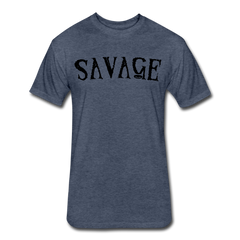 Military Style Savage Fitted Cotton/Poly T-Shirt - heather navy