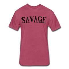 Military Style Savage Fitted Cotton/Poly T-Shirt - heather burgundy