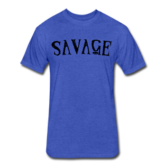 Military Style Savage Fitted Cotton/Poly T-Shirt - heather royal