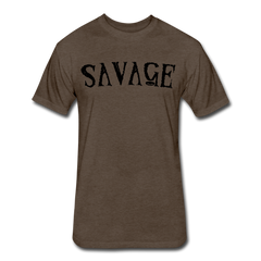 Military Style Savage Fitted Cotton/Poly T-Shirt - heather espresso
