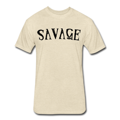 Military Style Savage Fitted Cotton/Poly T-Shirt - heather cream